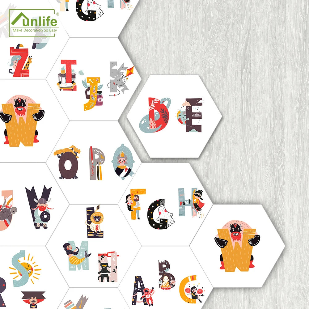 10Pcs Cartoon Animals Hexagonal Tiles Wall Stickers DIY Children Decals for Kids Rooms Baby Bedroom Wardrobe Door Decoration | Дом и сад