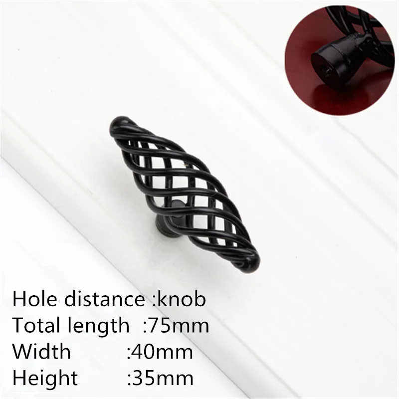 Black S KK& FING винтажные бронзовые черные ручки для шкафа, полые ручки для птичьей клетки, ручки для ящиков, дверные ручки для шкафа, мебельная фурнитура - Цвет: Black S