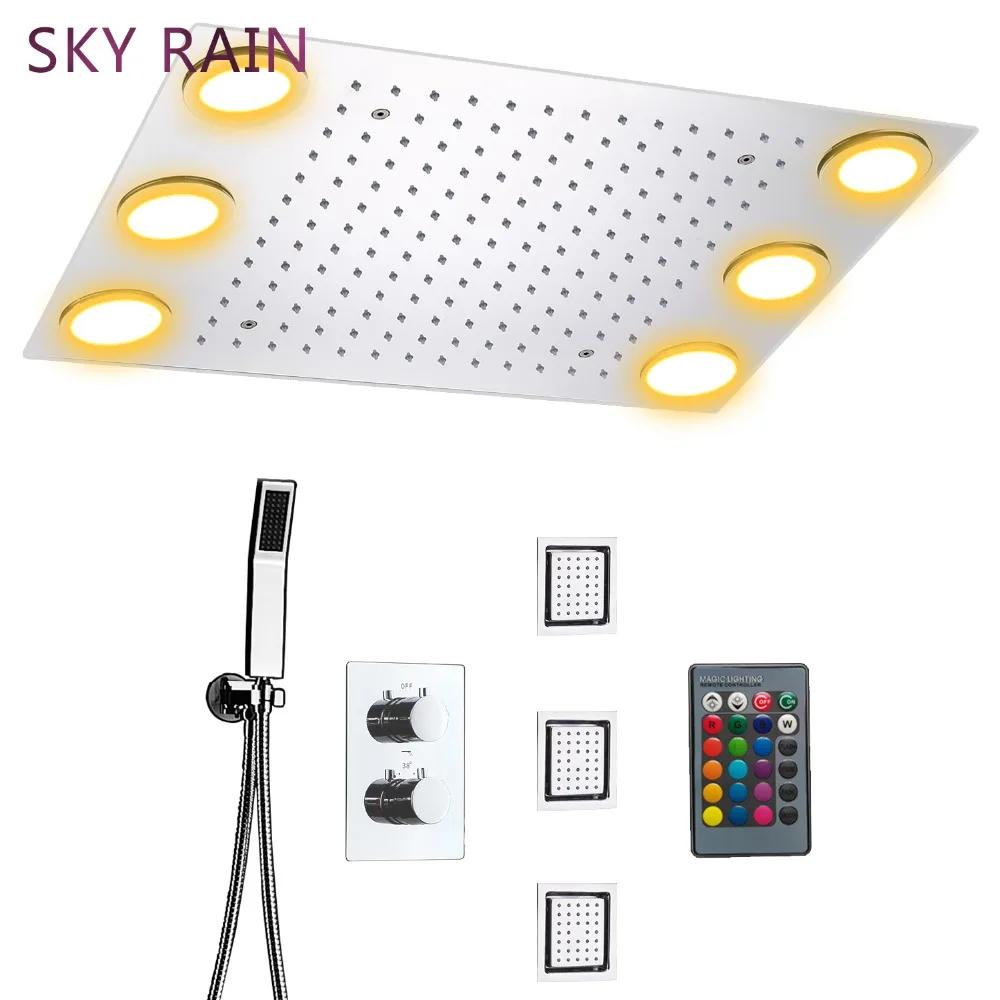 Термостатические Смесители SKY RAIN дождевой душевой набор потолочный светодиодный