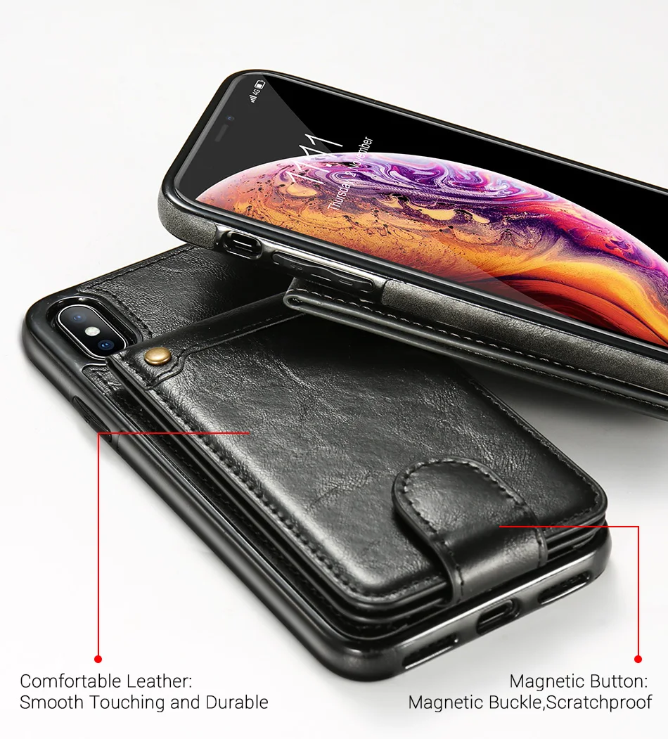 Чехол KISS PU Lether с отделением для визиток, Карманный чехол для телефона, для iPhone 7, 7 Plus, подставка, держатель, чехол для iPhone X, XS, 6 S, Capinhas