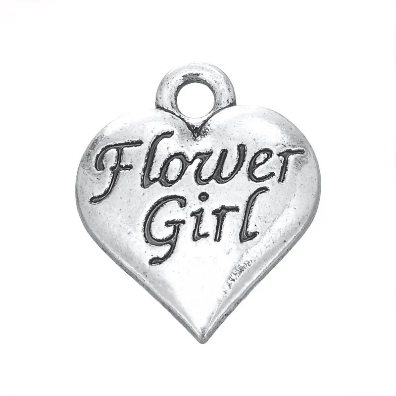 

RAINXTAR Fashion Vintage Heart Charms Alloy Flower Girl Wedding Charms 15*18mm 50pcs AAC1625