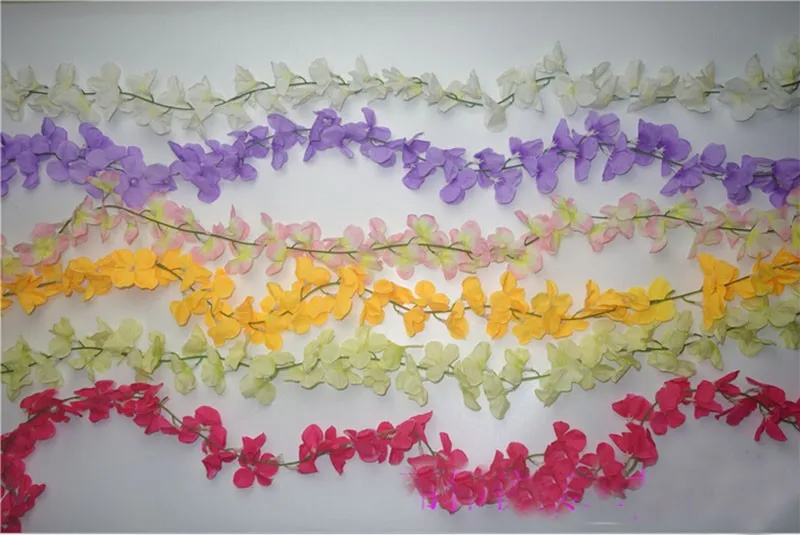 

10pcs 1.9 Meters Artificial Silk Flower Garland Plastic Vine Ivy For Home Wedding Garden Venue Decoration