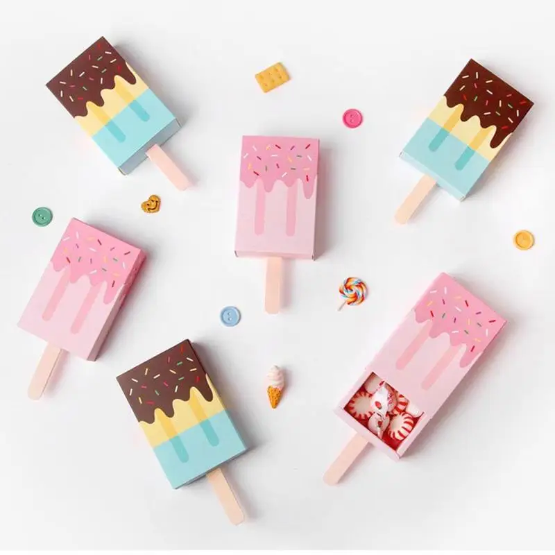 2pcs Ice Cream Candy Boxes Wedding Christmas Gift Box Baby Shower Birthday Party Cartoon Drawer Bag for Kids Favor | Дом и сад