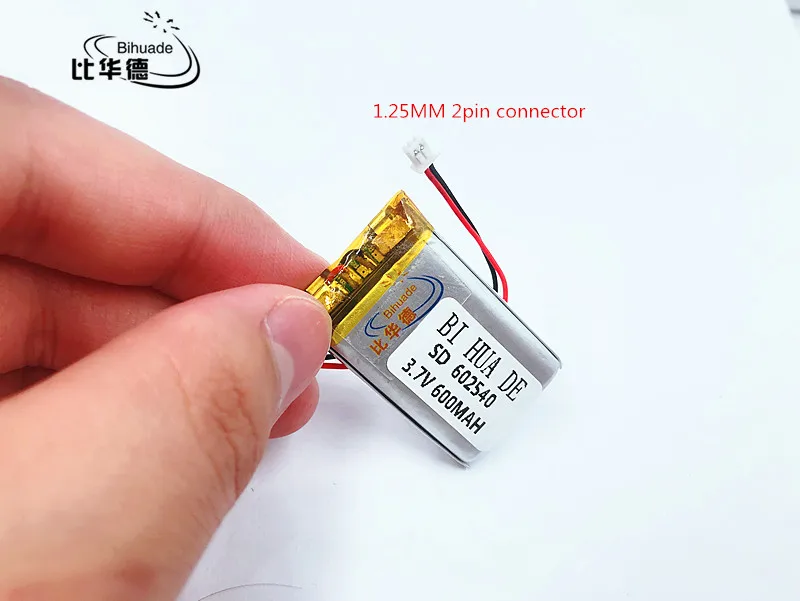 li-po 1.25mm plug 3.7V 600mAH 602540 Polymer lithium ion/Li-ion battery for DVR RECORD MP3 MP4 TOY GPS SMART WATCH SPORT CAMERA |