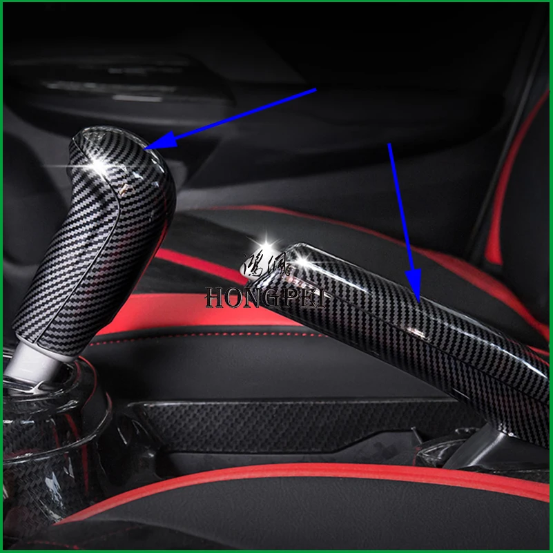 

Car Styling Interior Gear Shift Lever Knob Handbrake Cover Sticker Trim For Honda Jazz Fit GK5 AT 2015-2018Auto Parts