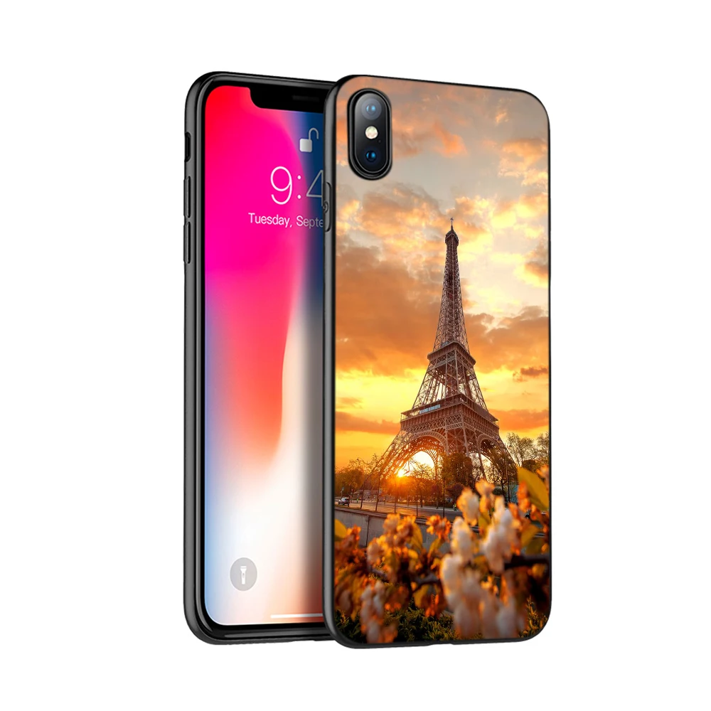 Черный чехол из ТПУ для iphone 5 5s SE 2020 6 6s 7 8 plus x 10 XR XS 11 pro MAX Париж Франция башня