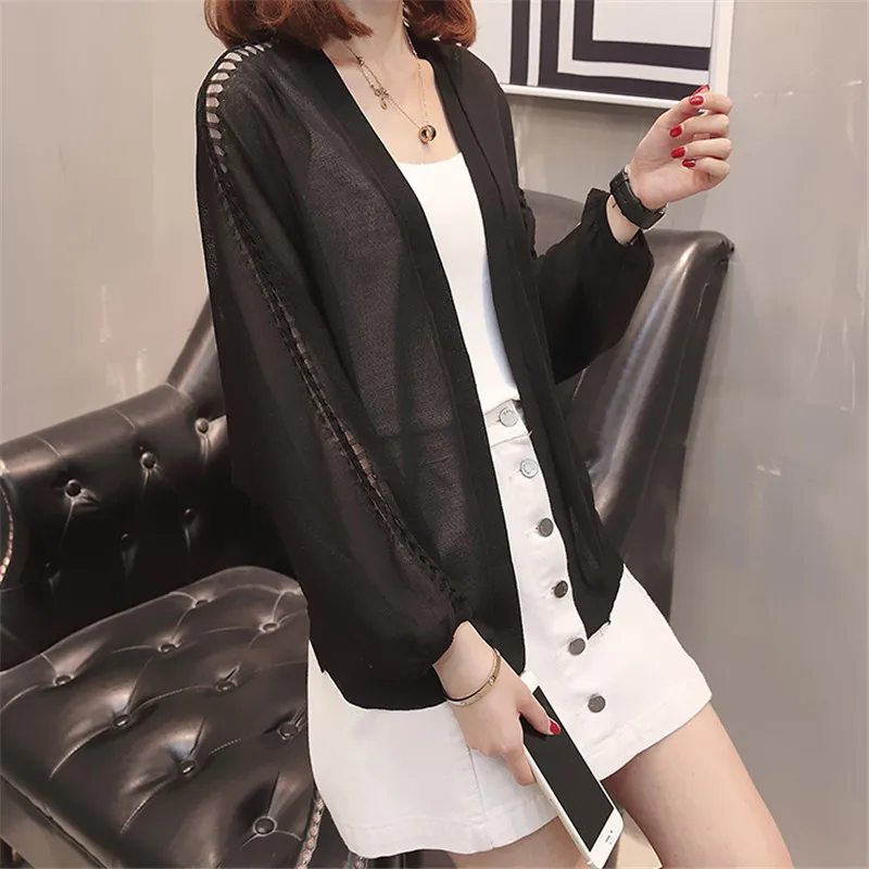 Loose Women knitted Cardigan Summer Bat Sleeves Short Jacket Sun protection clothing Solid Color Female Knitted Coat FASHION454 |
