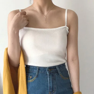 Майка женская трикотажная облегающая пикантный винтажный однотонный эластичный