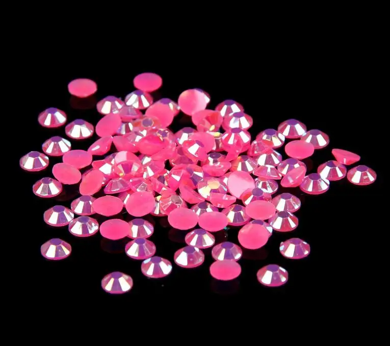 2 мм 3 мм 4 мм 5 мм 6 мм Bling ярко-розовый желе AB Цвет смолы Стразы ремеслам flatback Смола камень одежды и ногтей искусств украшения