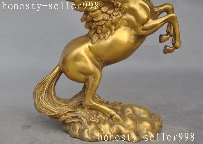 Chinese FengShui brass Wealth Fly Wings Horse steed Success Lucky Statue |