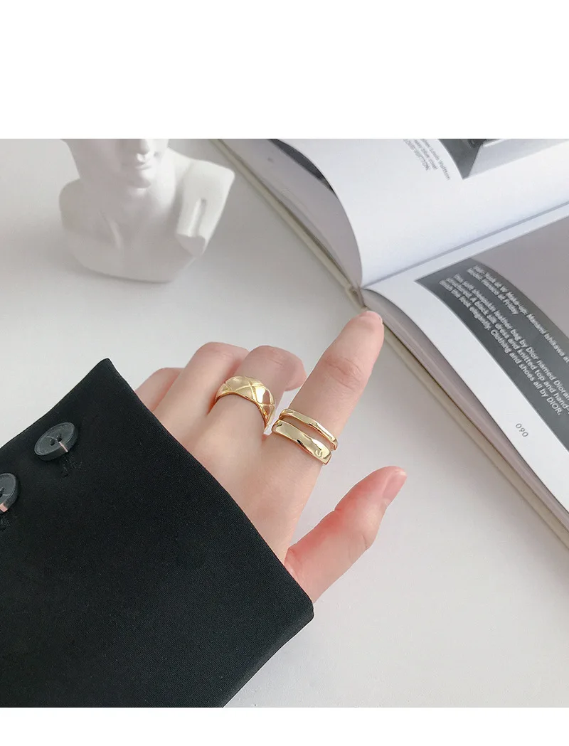 SHANICE, Настоящее серебро 925 пробы, Открытое кольцо, нормкор, INS, с неровной линией, Двухслойное кольцо, Femme, панк, кольцо, аксессуары, подарок