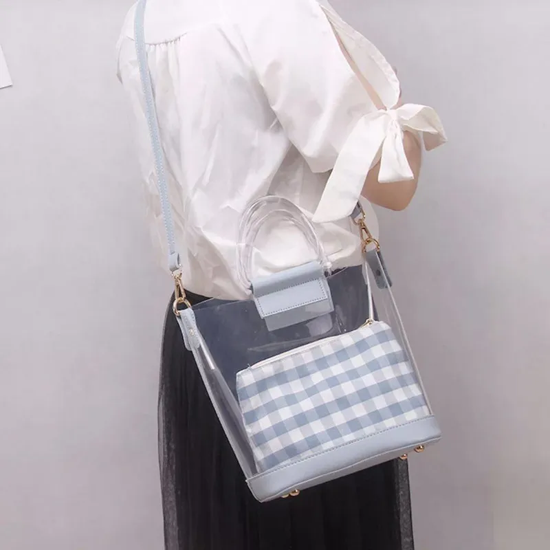 

New Clear Transparent PVC Shoulder Bags Women Candy Color Women Jelly Bags Purse Solid Color Handbags sac a main femme handbag