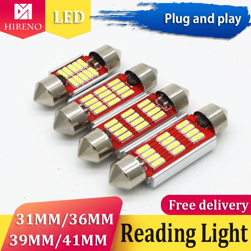 LED купол света 4014 SMD 12LED без полярности C5W 41 мм гирлянда светодиодная ошибок 12SMD