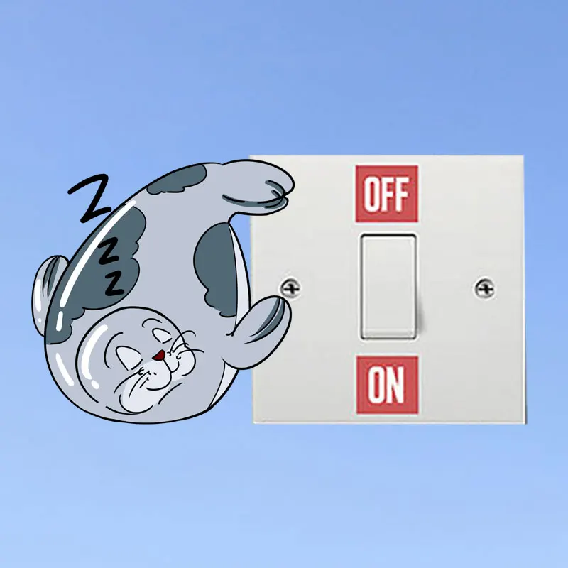 YOJA Sleeping Grey Seal Wall Sticker Room Switch Decal High Quality Home Accessories For Kids 8SS1266 | Дом и сад
