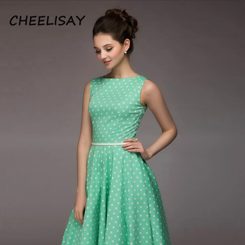 Винтажное платье 2018 летнее Новое без рукавов с круглым вырезом vestidos женское