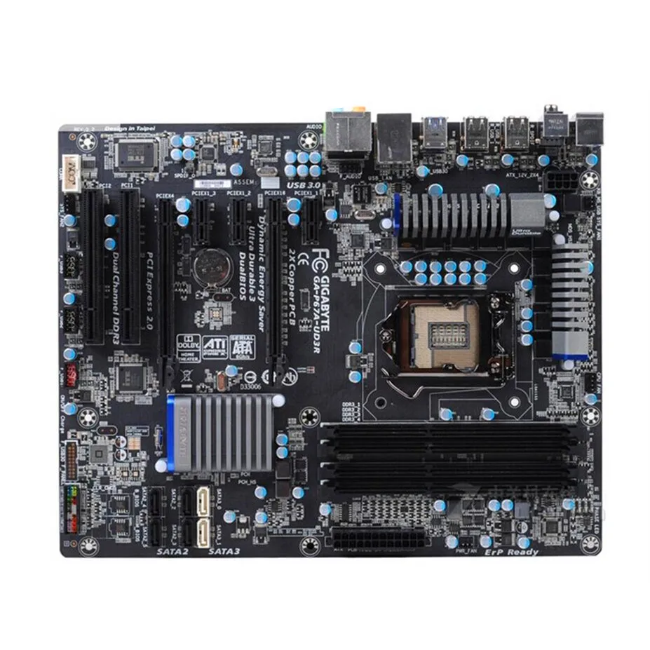 Оригинальная материнская плата для Gigabyte GA-P67A-UD3R LGA 1155 DDR3 процессора I3 I5 I7 32 Гб USB3.0 - Фото №1