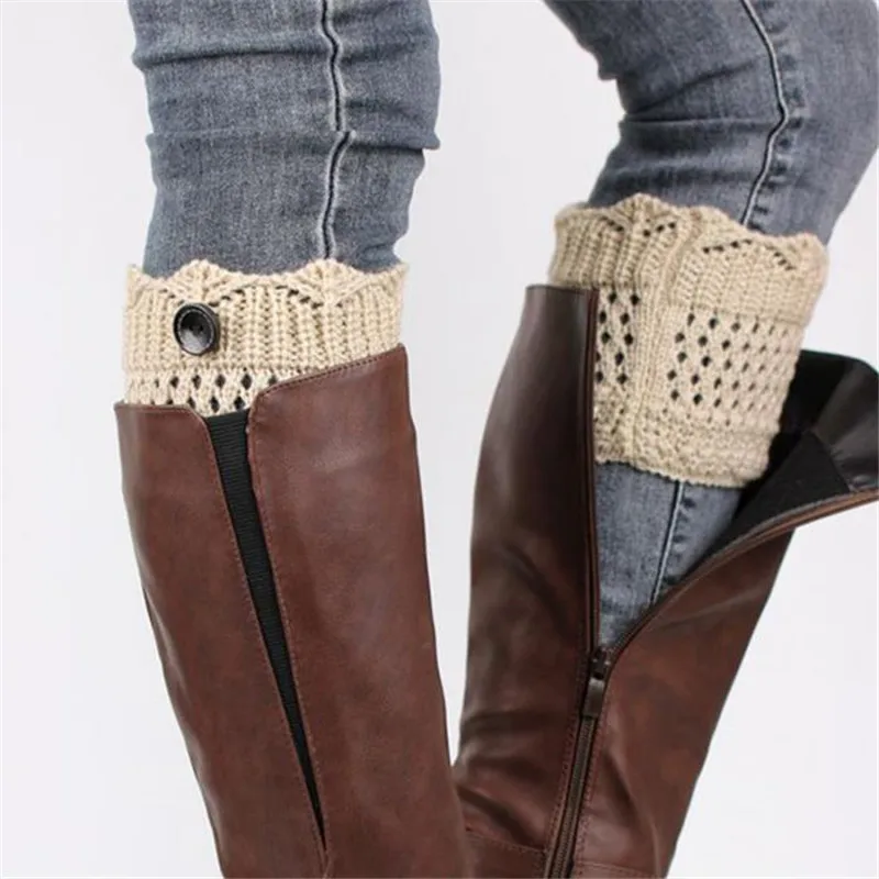 2021 г. женские модные короткие вязаные гетры с пуговицами на осень-зиму ботинки