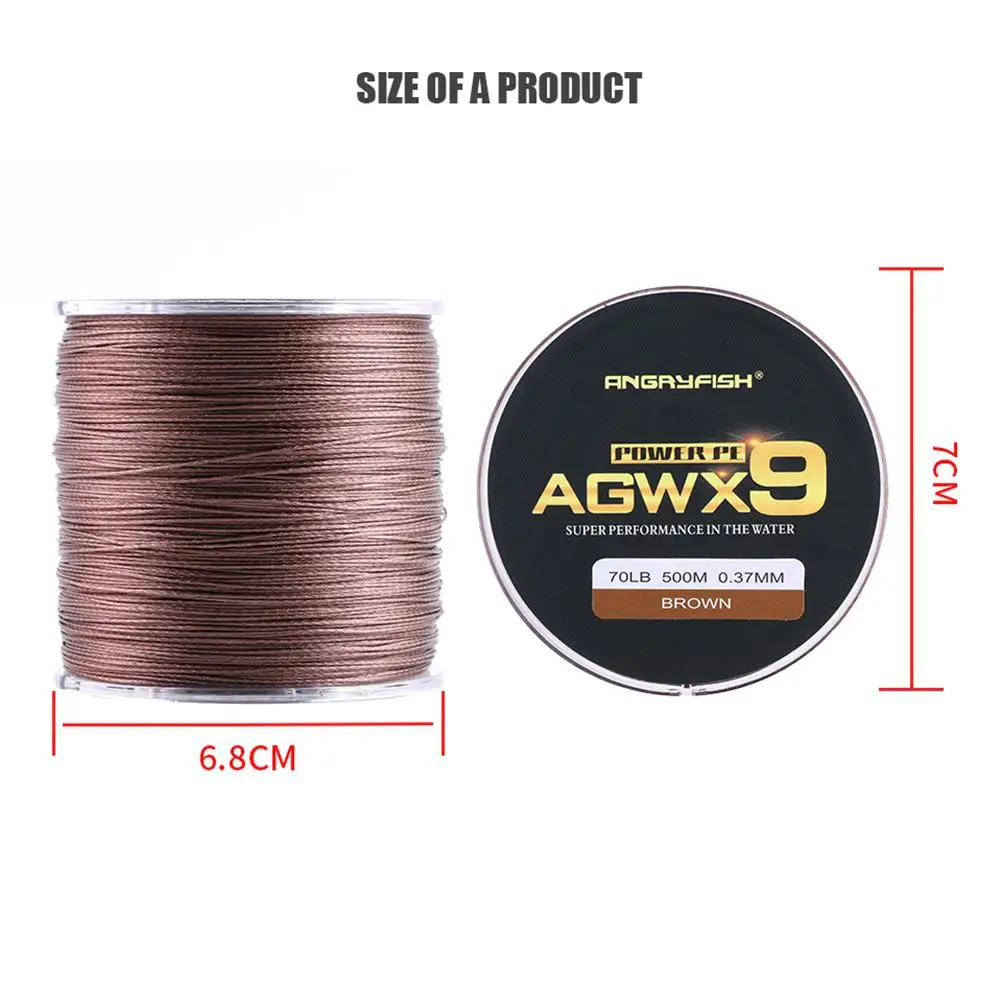 ANGRYFISH рыболовная леска Diominate X9 PE 9 прядей плетеная 500 м/547yds супер сильная 15LB 100LB