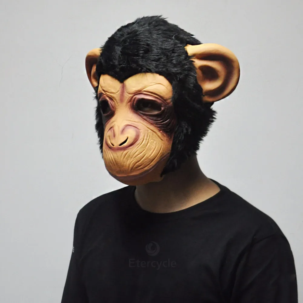 Маска шимпанзе с животным лицом латексная маска большие уши орангутанг Хэллоуин