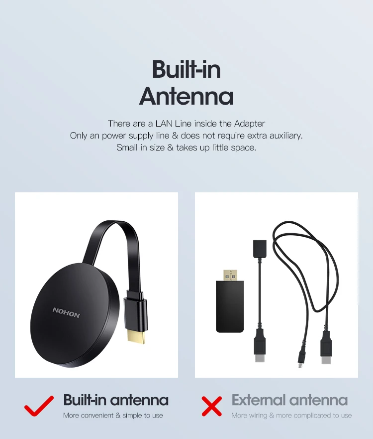 NOHON HDMI приемник для iPhone 8 X iPad samsung huawei Xiaomi беспроводной дисплей LAN 5 ГГц антенный адаптер домашний кинотеатр образование