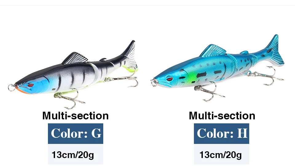 Popper Fishing Lure 13cm 20g Multi Jointed Sections Crankbait Artificial Hard Bait Bass Trolling Pike Carp Minnow Fishing Tools