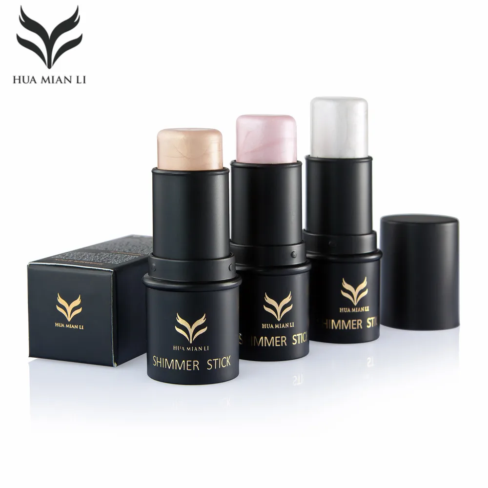 Huamianli Марка Shimmer Блеск читая Foundation stick бронзатор контур макияж ручка 3D крем для