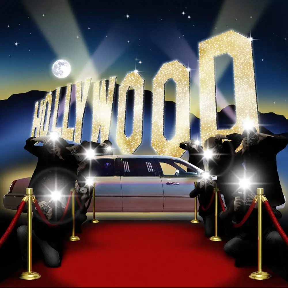 Paparazzi Hollywood car Vip Red Carpet mountain Full Moon backdrops High quality Computer print party background | Электроника