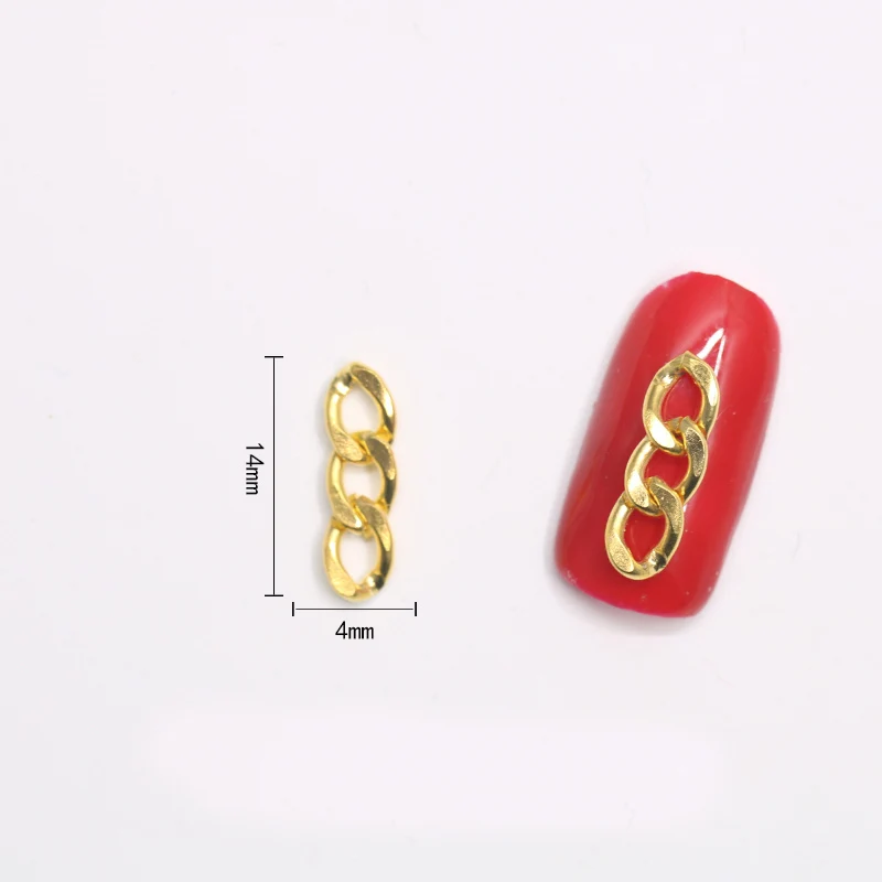 3section-Gold 20 шт., топ, 3D металлическая цепочка, черный, золотой, серебряный, Япония, Корея, украшения для нейл-арта, в стиле панк, DIY, инструменты для ногтей, очаровательные аксессуары для ногтей - Цвет: 3section-Gold