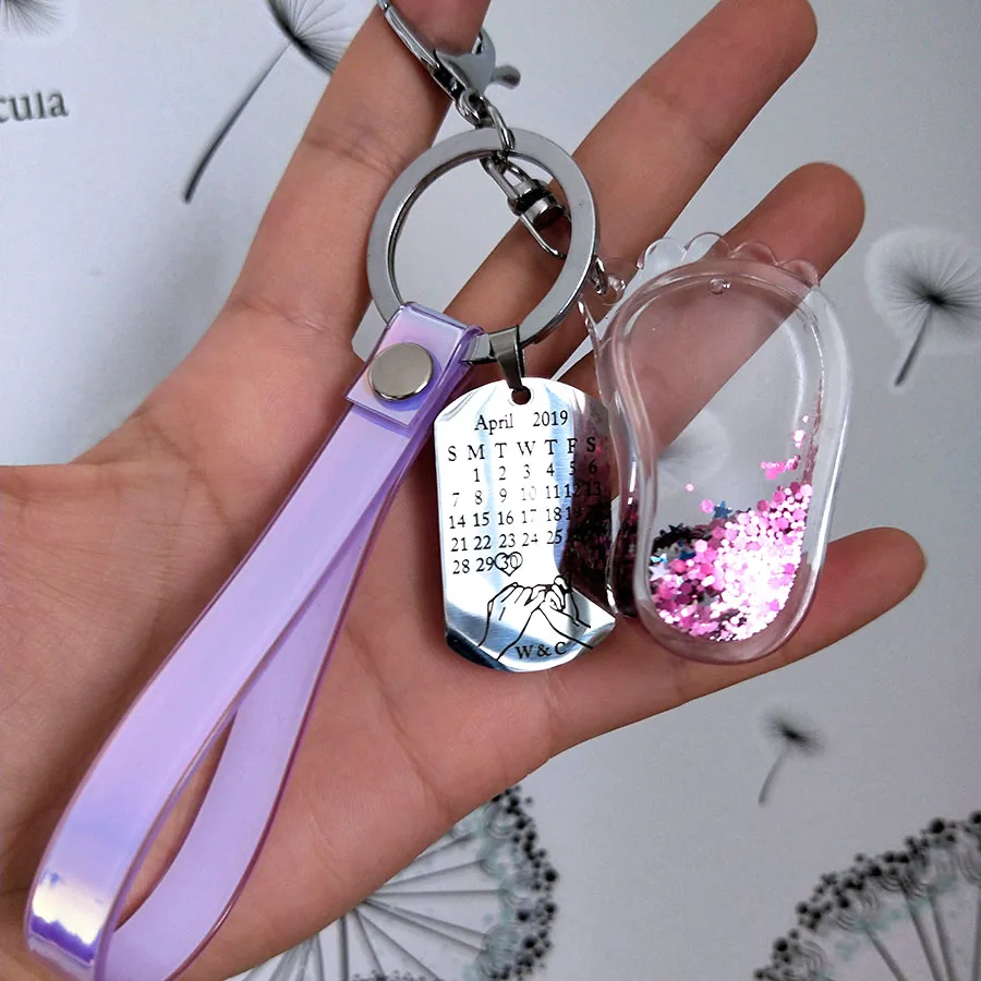 Заказной Брелок-календарь с резным датой 2 буквы брелок для ног движущийся