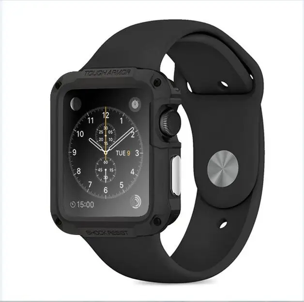 black Жесткий чехол для Apple Watch 42 мм 38 мм 40 мм 44 мм защитный чехол со встроенным экраном для iWatch 4 3 2 1 - Цвет ремешка: black