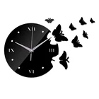 Настенные часы, акриловые, в европейском стиле, кварцевые, с бабочками, декоративные часы для гостиной, сделай сам, зеркальные наклейки