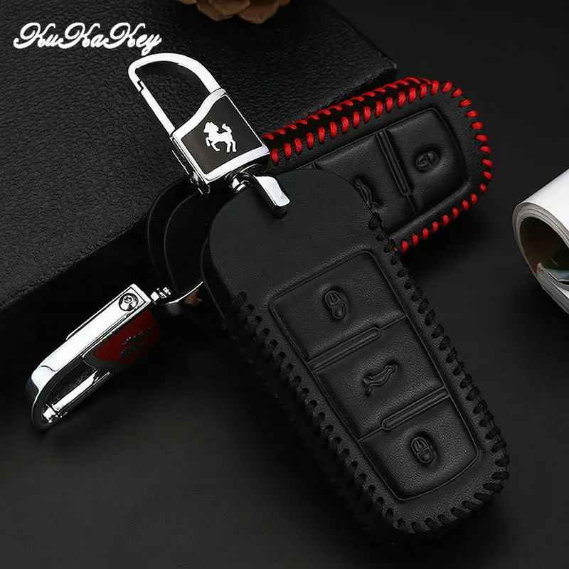 KUKAKEY чехол для ключа из натуральной кожи Volkswagen VW Golf 4 5 6 7 Mk7 Passat B5 B6 B8 B7 Polo Sharan Beetle
