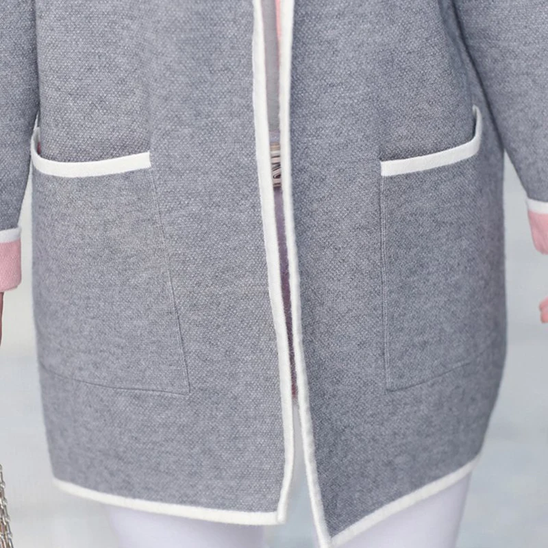 5XL куртка осень зима Для женщин пальто 2019 плюс Размеры трикотажные кардиган