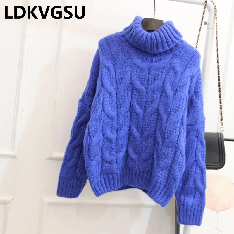 Фото Thicken Twisted High Collar Sweater Women's Pullover Loose Korean Large Size Tide 2018 Autumn Winter Is1254 Женская одежда Thicken Twisted High Collar Sweater Women's Pullover Loose Korean Large Size Tide 2018 Autumn Winter Is1254 Женская одежда