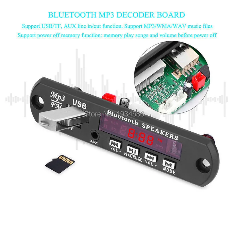 Для автомобильного MP3-плеера беспроводной Bluetooth 12 в Mp3 WMA декодер плата аудио