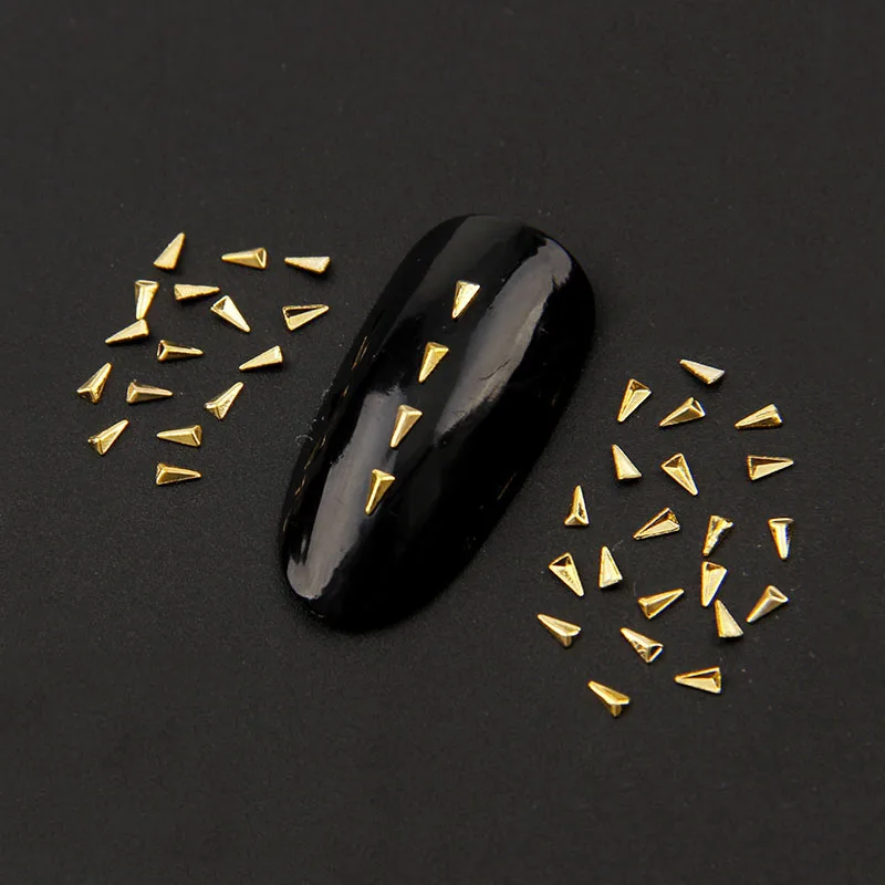 

Beauty Nail Art About 200pcs 1.5*3mm Gold Metal Nail Art Decoration 3D Triangle Studs Tips DIY 290214