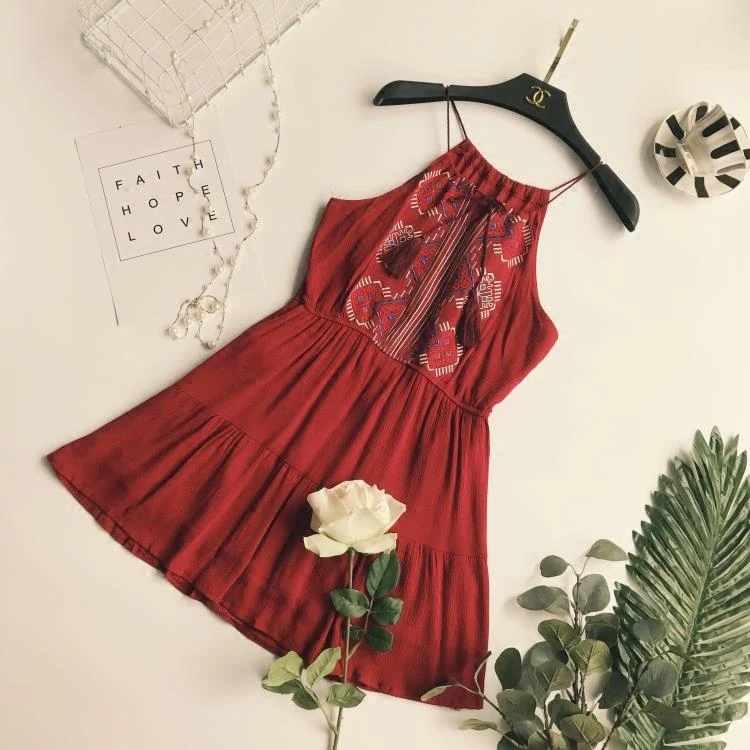 2017 женщин Boho Beach вышивка платье сексуальное без рукавов летние пляжные шорты