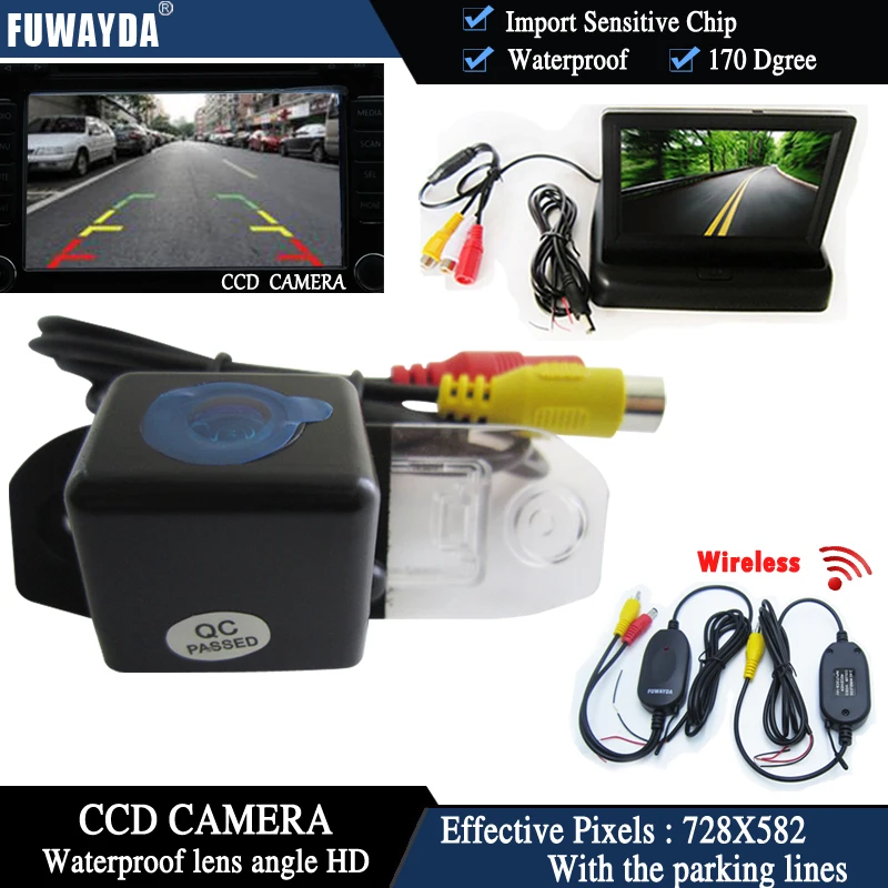 

FUWAYDA Wireless Color CCD Chip Car Rear View Camera for VOLVO S80 SL40 SL80 XC60 XC90 S40 C70+4.3 Inch foldable LCD Monitor HD