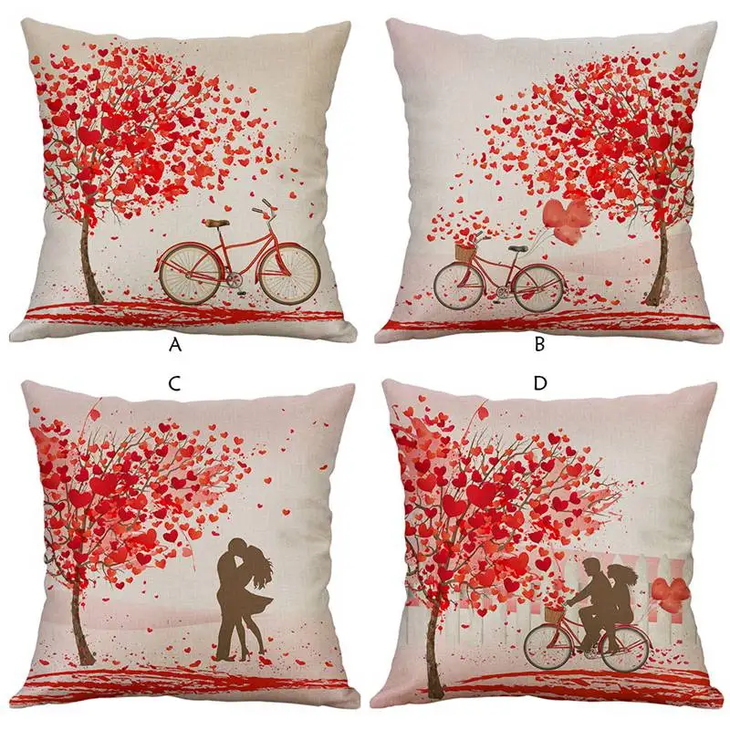 Современная простая наволочка льняная серия для влюбленных белая на День