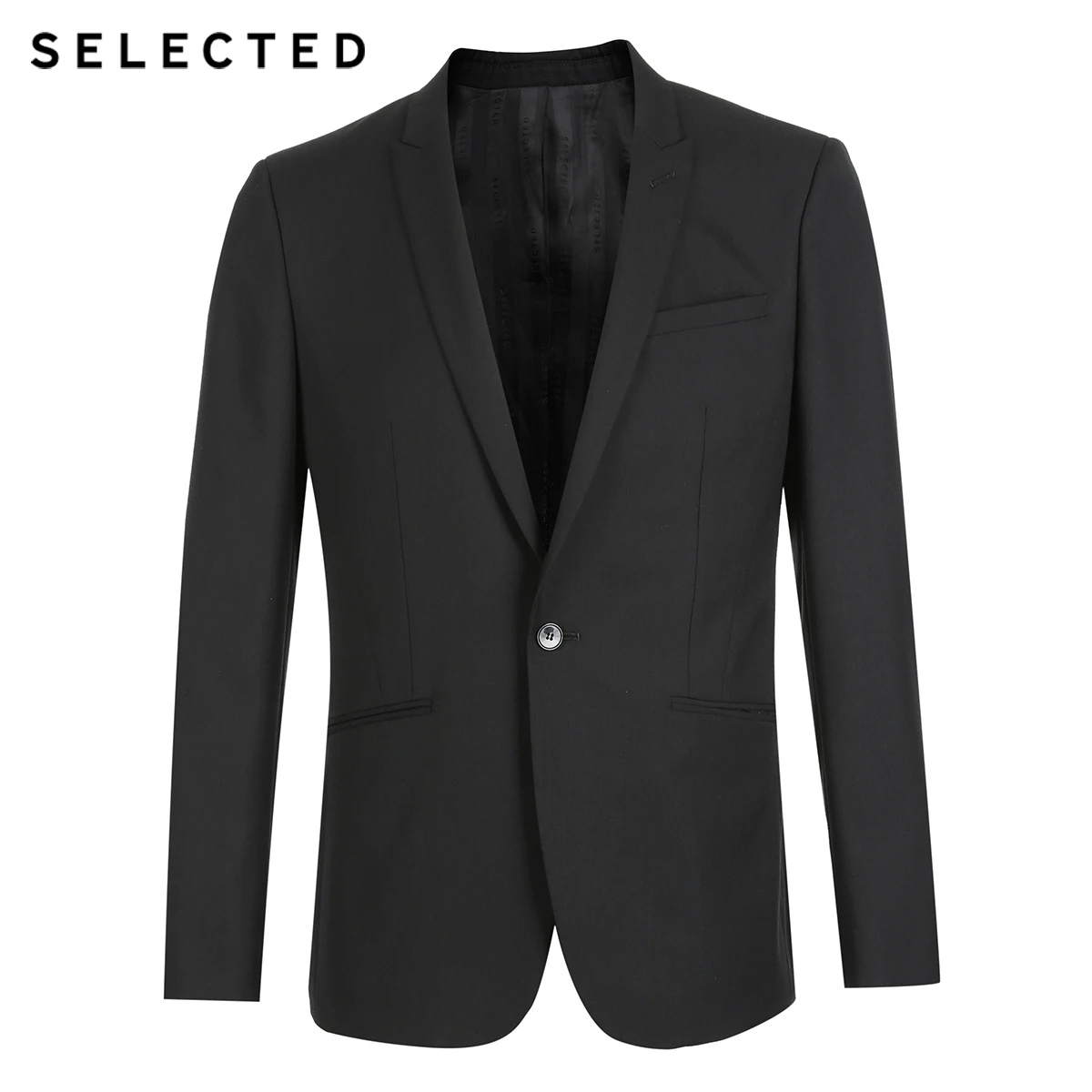 Выбранные Для Мужчин's Однотонная одежда Slim Fit из смесовой шерсти блейзер T |