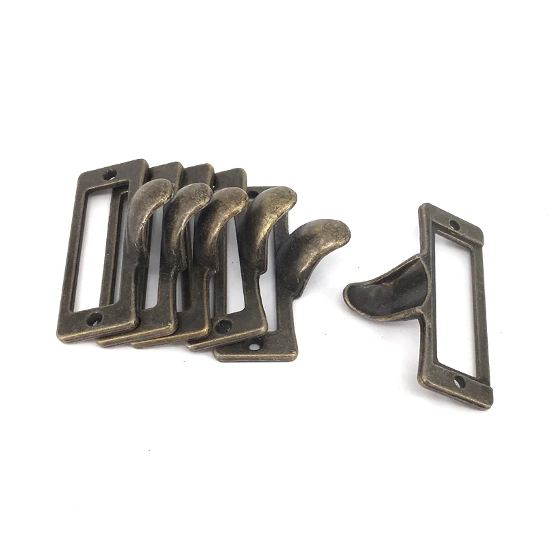 

30PCS Vintage Brass Label Pull Drawer Cabinet Frame Handle File Name Card Holder Finger pull 55mm*20mm*35mm
