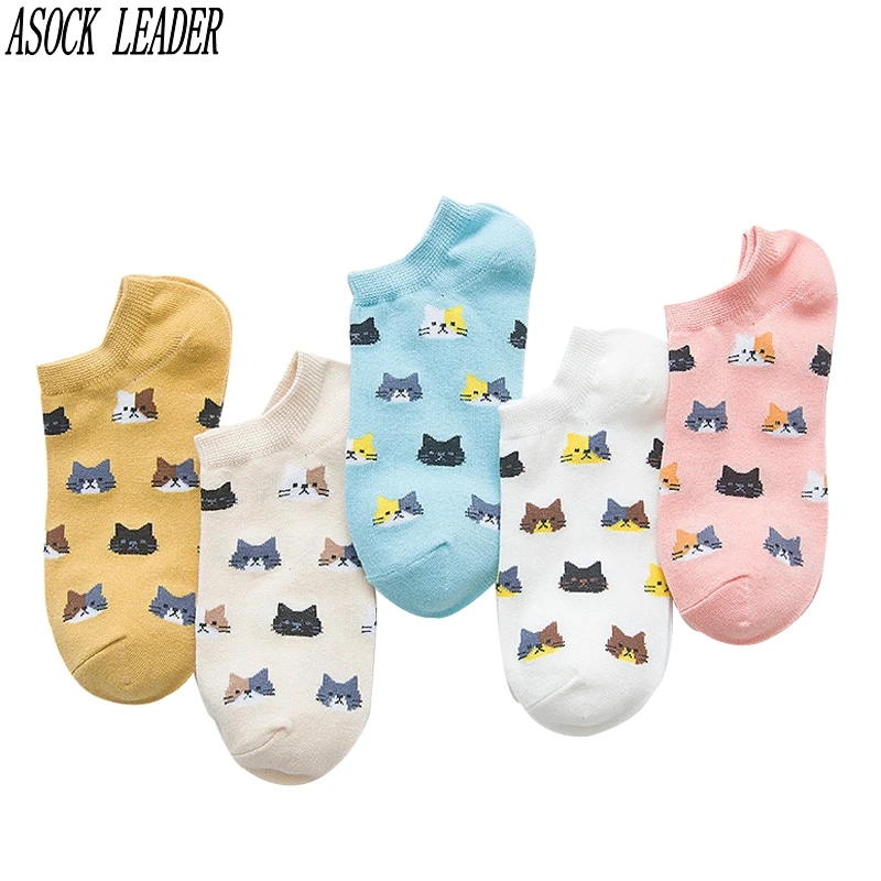 Носки женские хлопковые с мультяшным принтом 5 пар/лот|socks women summer|socks packwomen socks pairs |