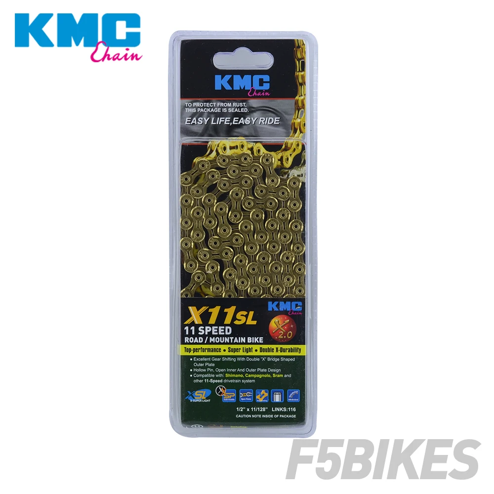 Велосипедная цепь KMC X8 X9 X9sl X10 X10sl X11SL Z99 9S 10S 11 S Gold для MTB/дорожного велосипеда fo