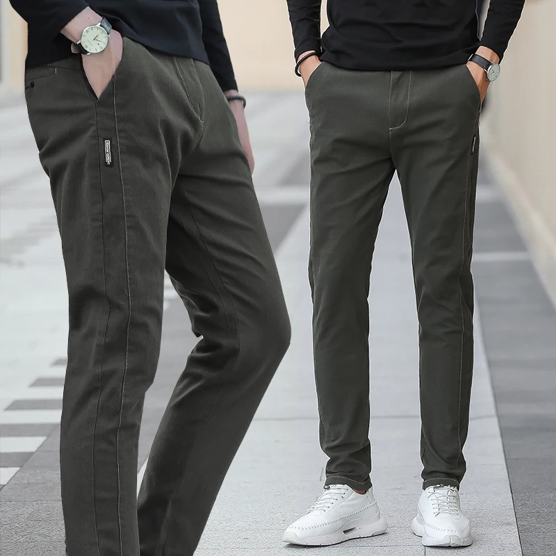 

Осень 2020, новинка, модная одежда для отдыха, Корейская версия, мужская, самоувеличивающаяся, трендовая, эластичная, повседневная, pantalon