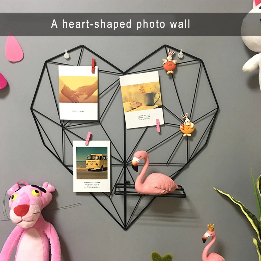 Подвесная настенная полка с сердечками для домашнего кафе зажимы фотографий