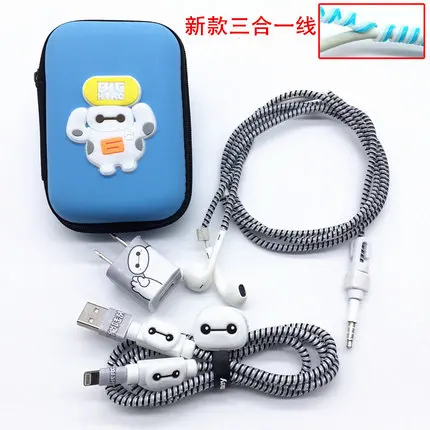 style 6 Три в одном мультяшный usb-кабель протектор для наушников, наушники, заставка для мобильного телефона, зарядка линии, защита кабеля данных - Цвет: style 6