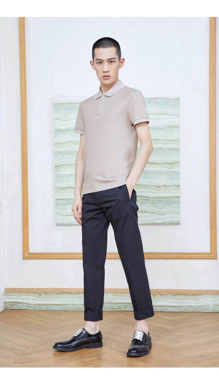 JackJones мужская хлопковая рубашка поло с коротким рукавом и контрастным отложным воротником 219206501