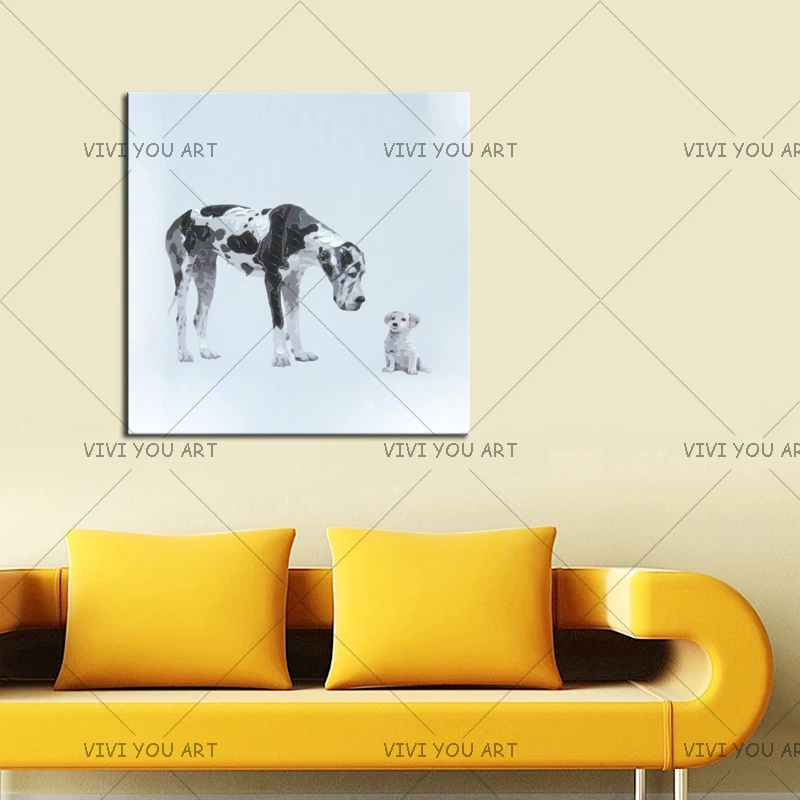 

Artist Hand-painted Funny Design Dalmatian Oil Painting On Canvas Handmade Spotted Dog Blowing Fan Oil Painting For Living Room