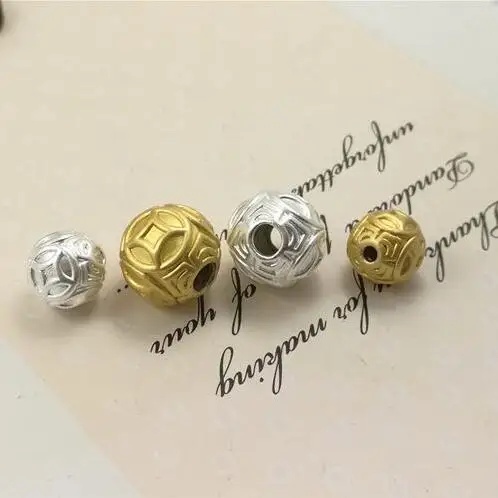 3D 100% серебряные бусины из чистого серебра 999 пробы символы на удачу для богатства