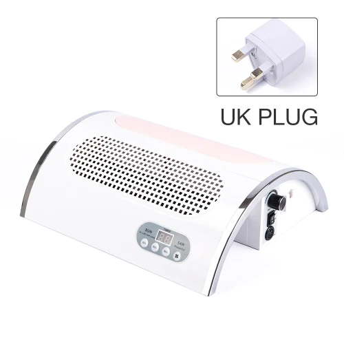 UK PLUG 54 Вт 3 в 1 Сильный вакуум ногтей всасывающая труба, коллектор с светодиодная УФ-лампа для ногтей и 3 вентилятора пылесос для маникюра - Цвет: UK PLUG